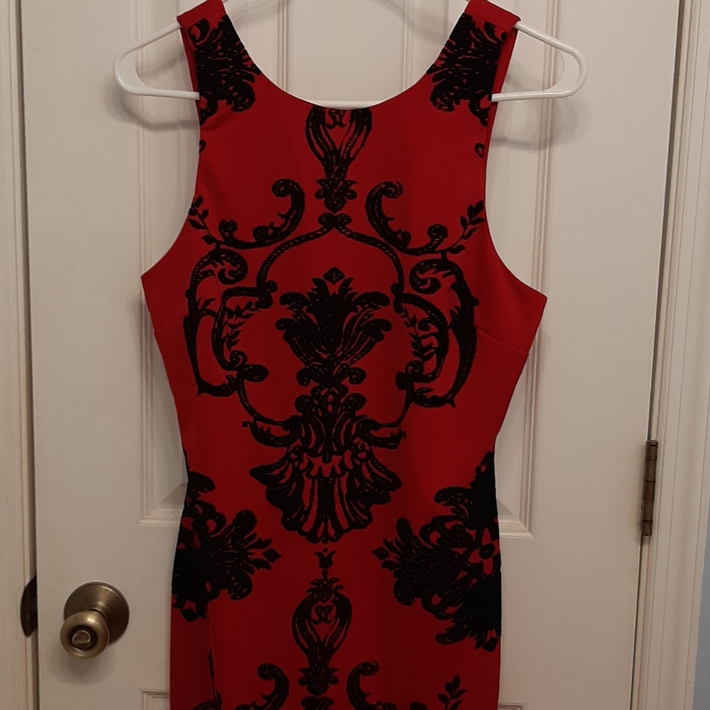 do & be red damask dress